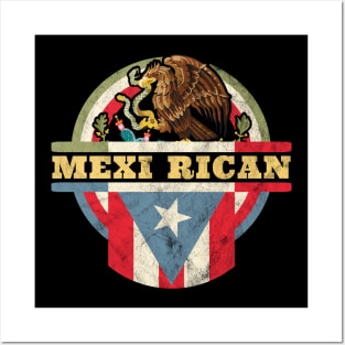 Mexi-Rican: Mexico Puerto Rico Flag Mexican Mexirican Retro Posters and Art